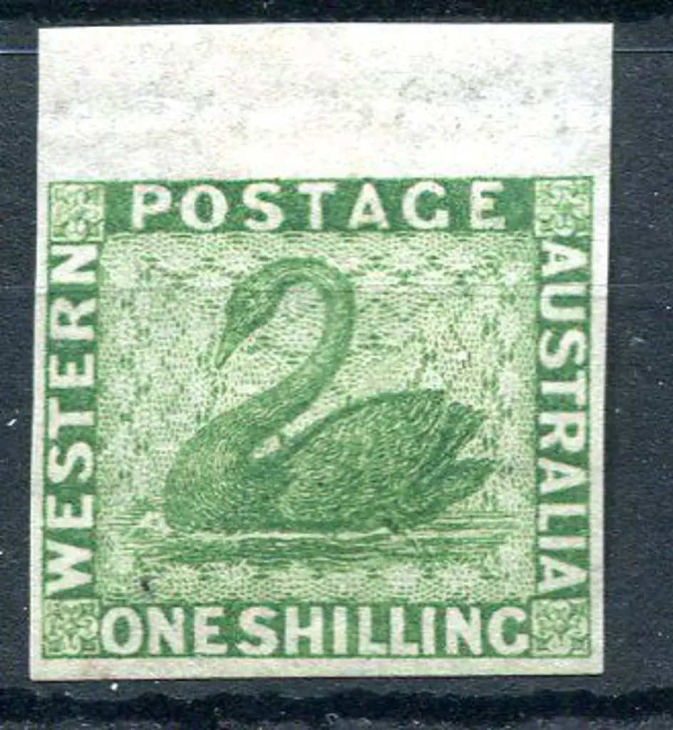 1/- bright green imperforate plate proof with ... Image 1++