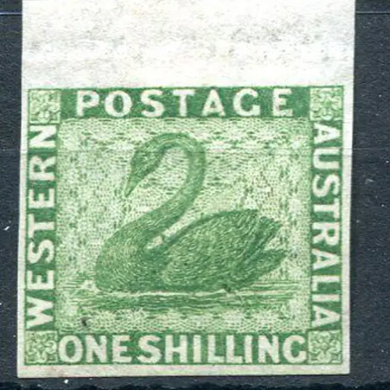 1/- bright green imperforate plate proof with ...