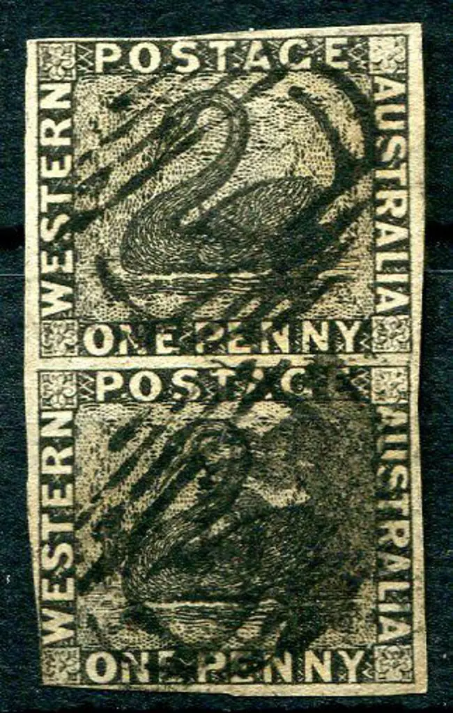 1854 1d black vertical pair with uneven close to ... Image 1++