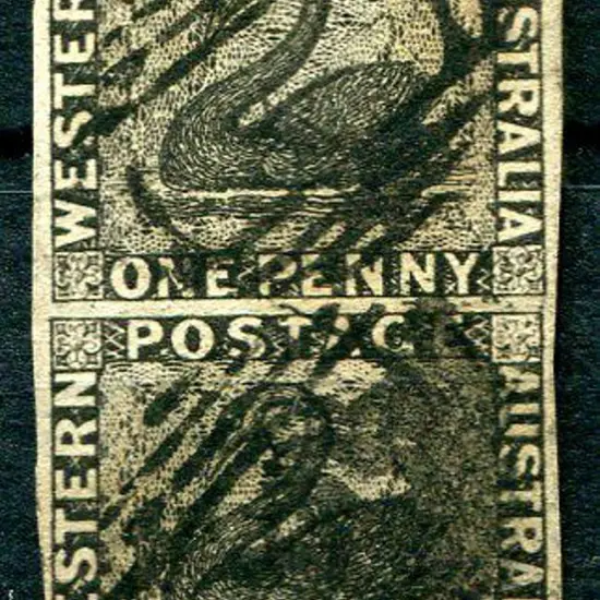 1854 1d black vertical pair with uneven close to ...