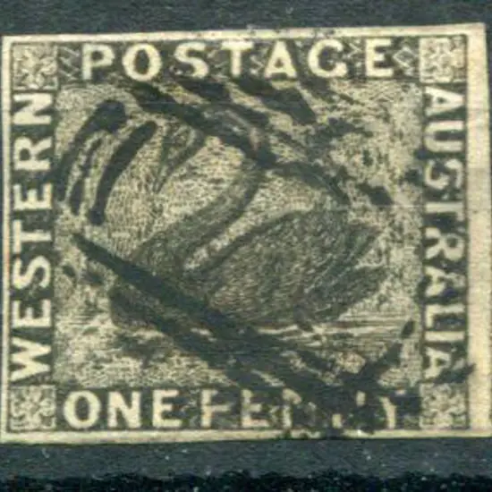 1854 1d black. Fine used with void grid. Clear ...