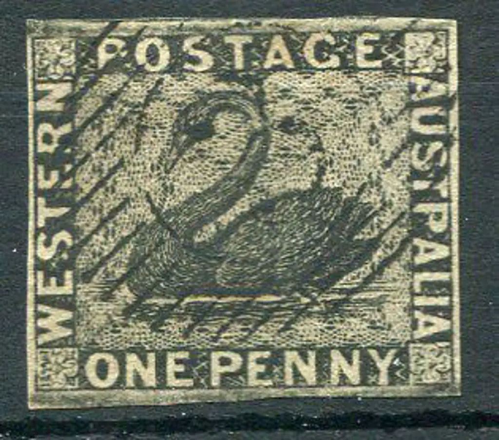 1854 1d black with 4 close even margins. Fine used ... Image 1++