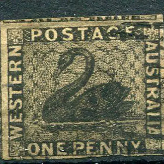 1854 1d black with 4 margins close at base but top ...