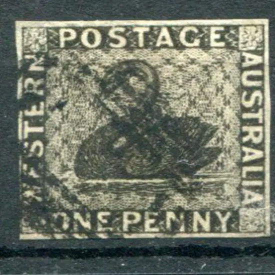 1854 1d black with 4 large to close margins. F/U. ...