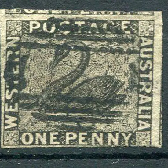 1854 1d black with 3 large margins, 2 showing part ...
