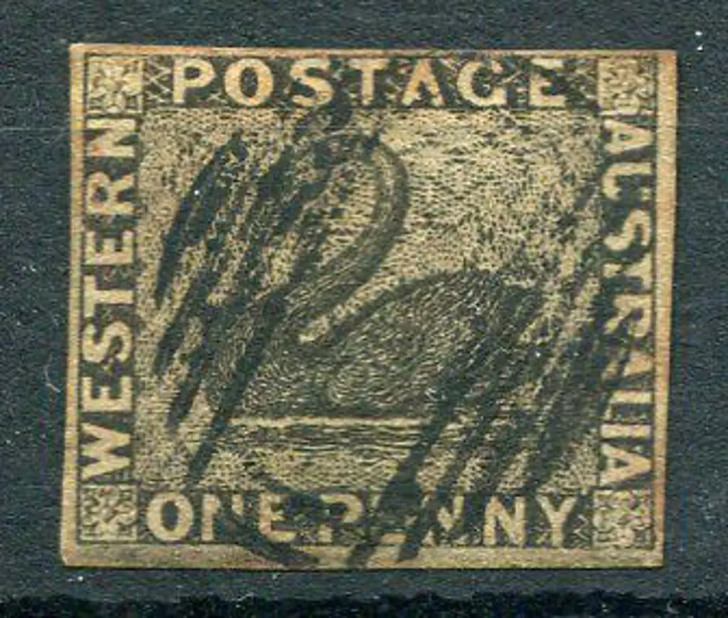 1854 1d black with 4 margins. Fine used with neat ... Image 1++