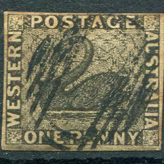 1854 1d black with 4 margins. Fine used with neat ...
