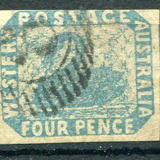 1854 4d pale blue, 3 good to large margins, top ...