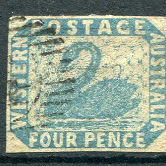 1854 4d pale blue, 4 close even margin. Fine used ...