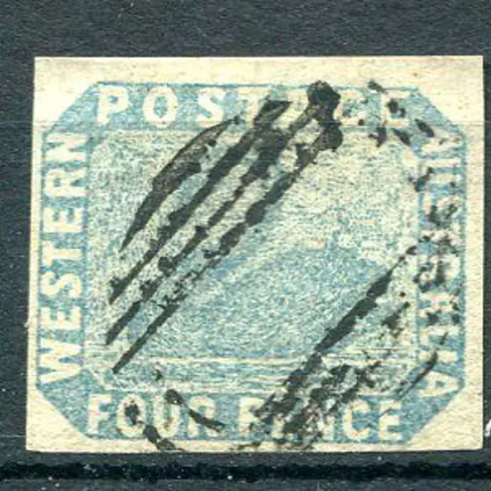 1854 4d pale blue. 4 margin example fine used with ...