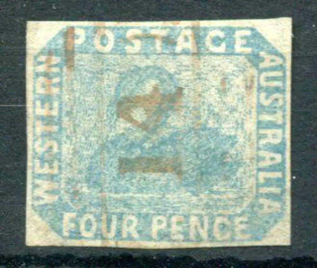 1854 4d pale blue with grid "14" cancel in red. ... Image 1++