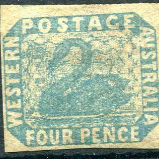1854 4d pale blue, 2 close margins with top & ...
