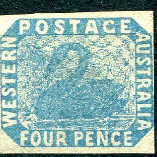 1854 4d pale blue with 3 good margins, the 4th ...