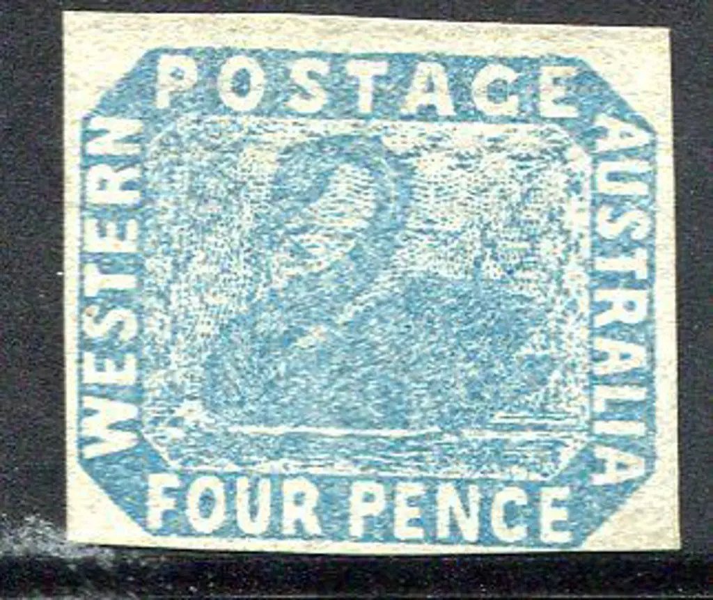 1854 4d pale blue. 4 margins, bottom close to ... Image 1++