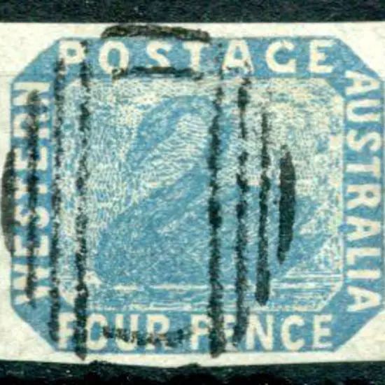 1854 4d blue used with upright void grid cancel. ...