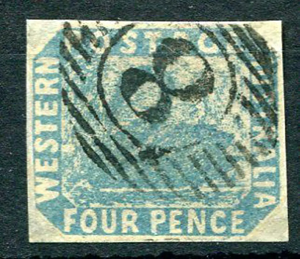 1854 4d blue, 4 clear even margins. Very F/U with ... Image 1++