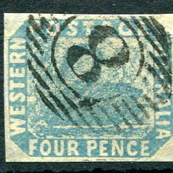 1854 4d blue, 4 clear even margins. Very F/U with ...