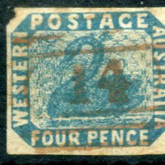 1854 4d blue fine used by void grid "14" in red. ...