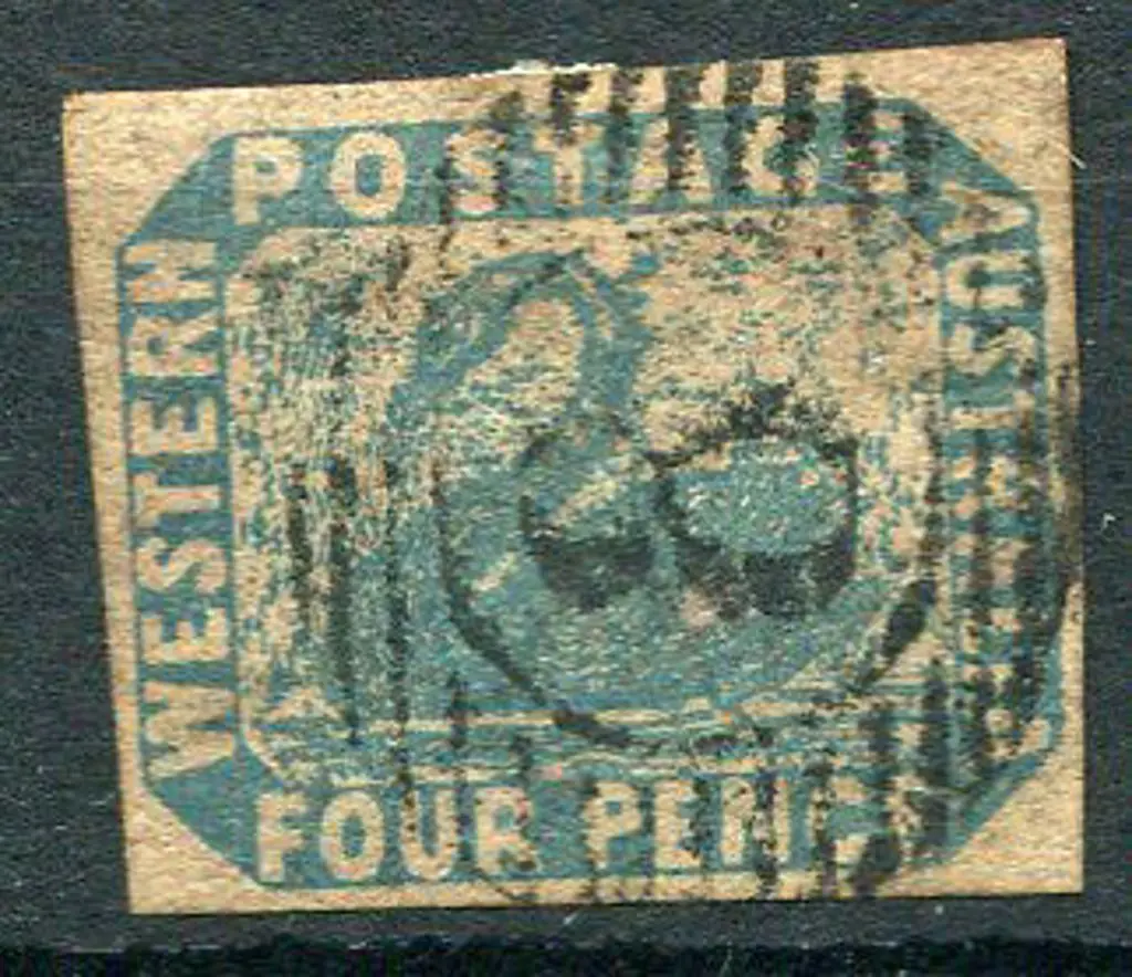 1854 4d blue, 4 clear margins. Fine used with 15 ... Image 1++