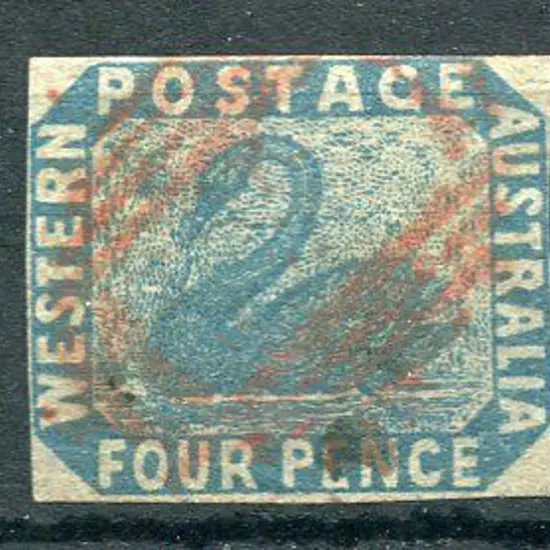 1854 4d blue. Close to touching margins. F/U with ...