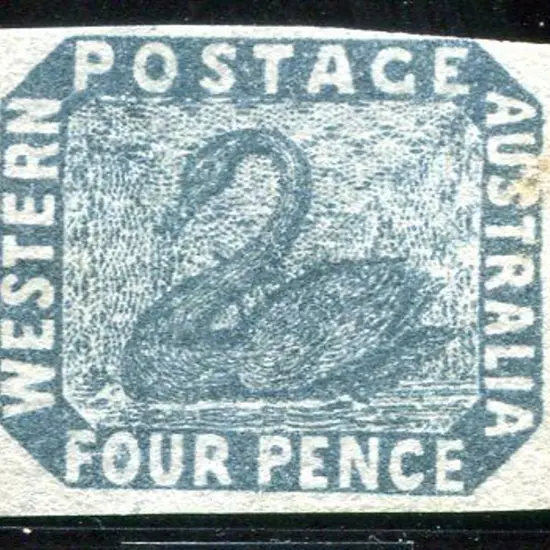 1855 4d slate-blue. Generous margins at base & ...