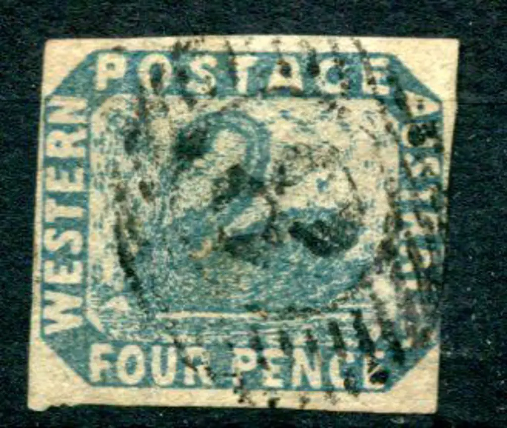 1855 4d slate blue. Used by barred numeral "8". ... Image 1++
