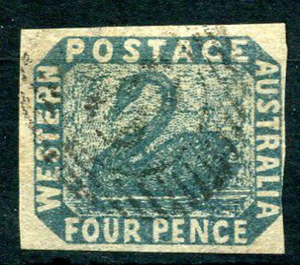 1855 4d slate blue swan with 3 large clear ... Image 1++