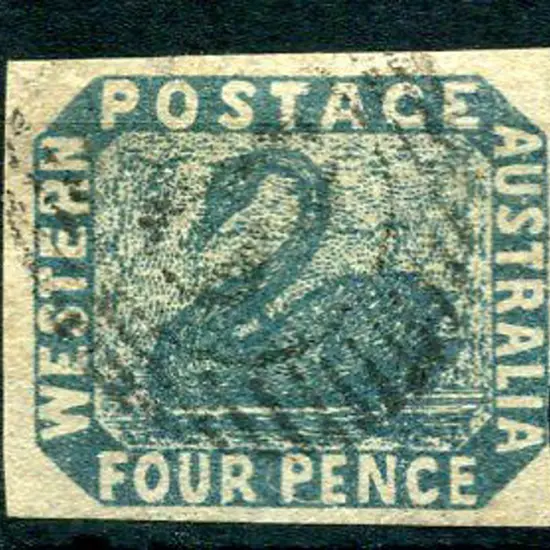 1855 4d slate blue swan with 3 large clear ...