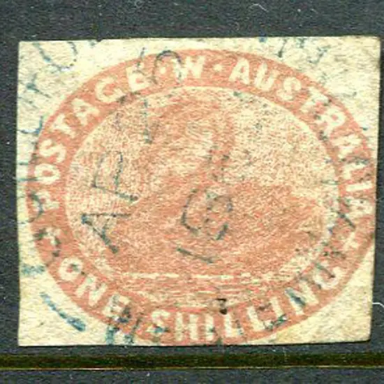 1854 1/- orange-brown with 2 clear margins & just ...