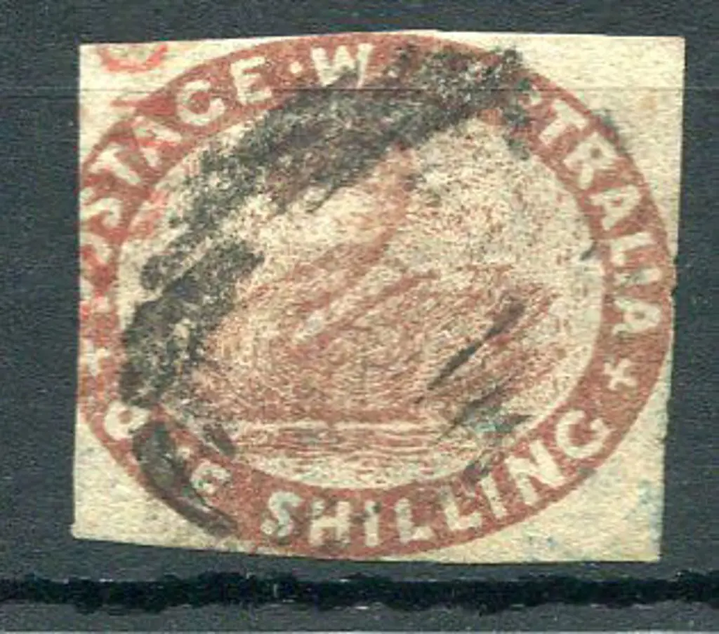 1854 1/- deep red-brown cut into at left with just ... Image 1++