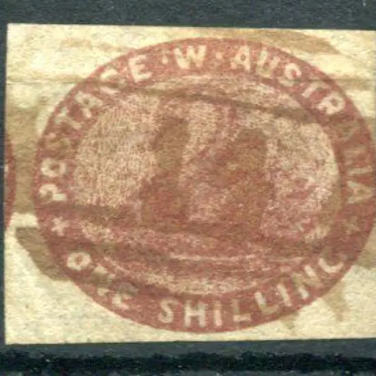 1854 1/- deep red-brown used by watery barred ...