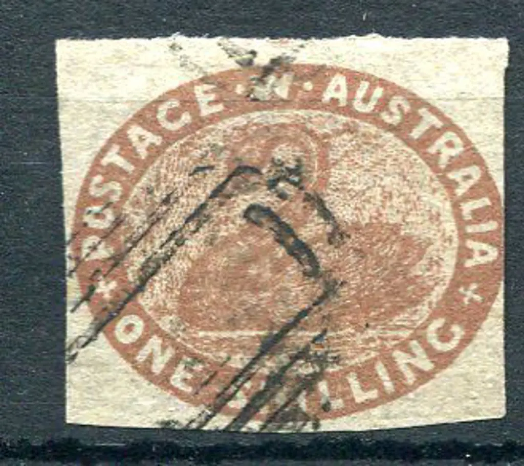 1854 1/- deep red-brown with 3 clear margins, just ... Image 1++