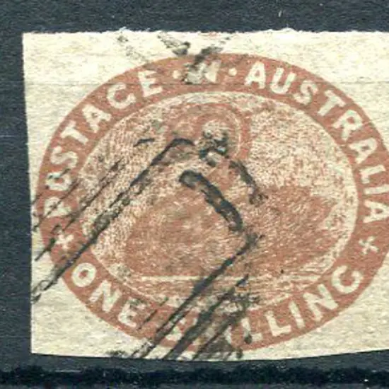 1854 1/- deep red-brown with 3 clear margins, just ...