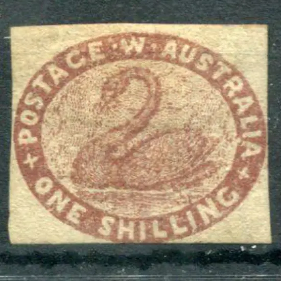 1854 1/- deep red-brown with white dot below "IA" ...