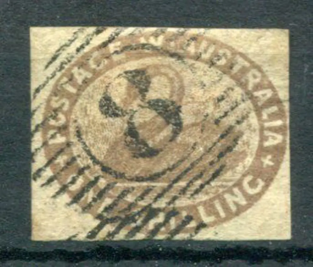1855 1/- grey-brown. Used with clear barred ... Image 1++
