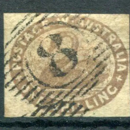 1855 1/- grey-brown. Used with clear barred ...