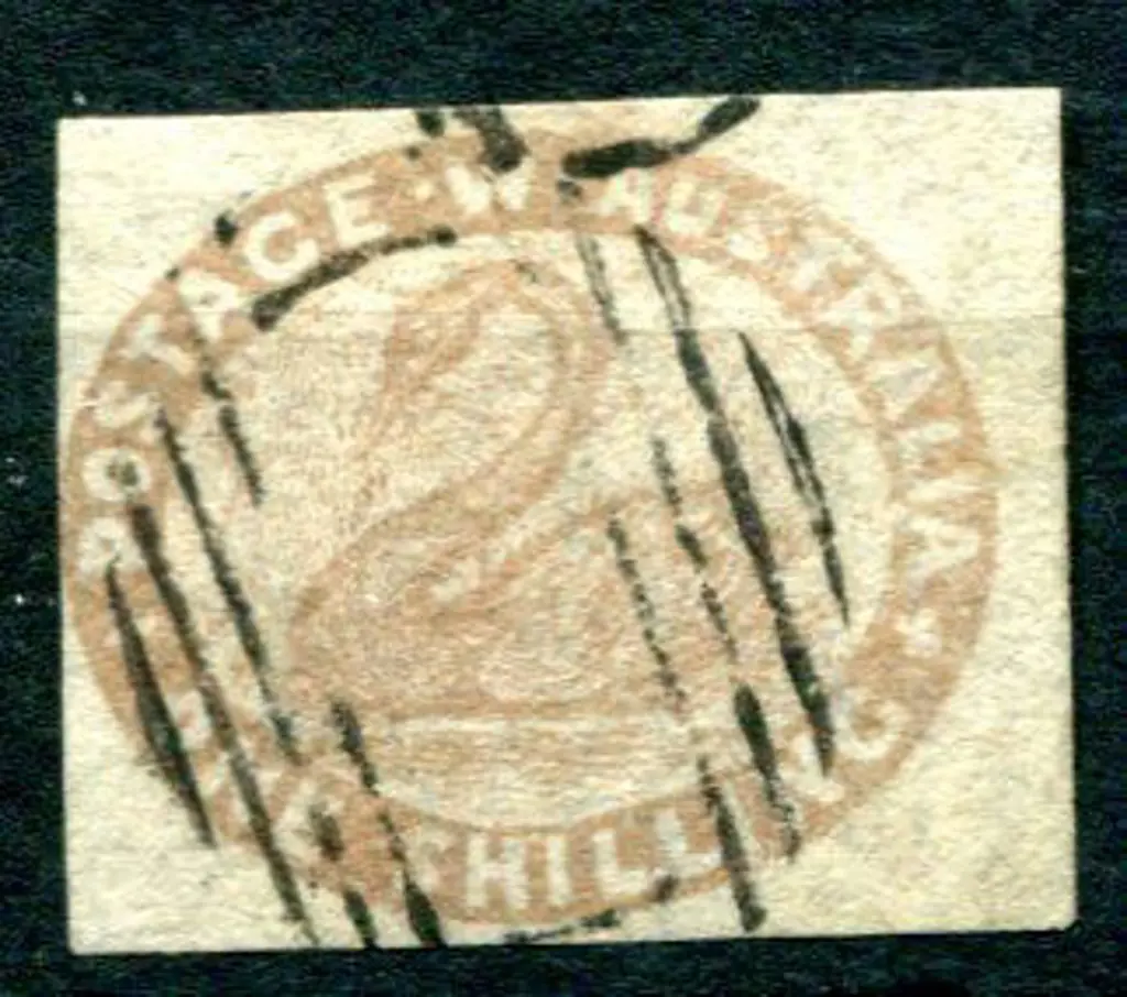 1854 1/- pale brown, 2 large margins, 1 clear & ... Image 1++