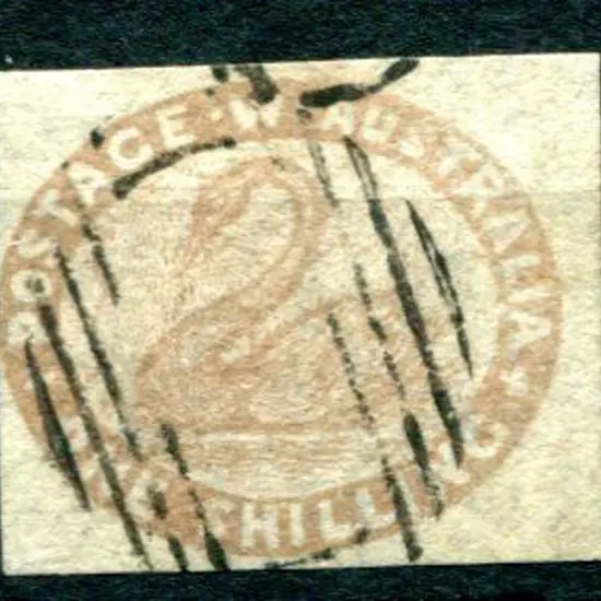 1854 1/- pale brown, 2 large margins, 1 clear & ...