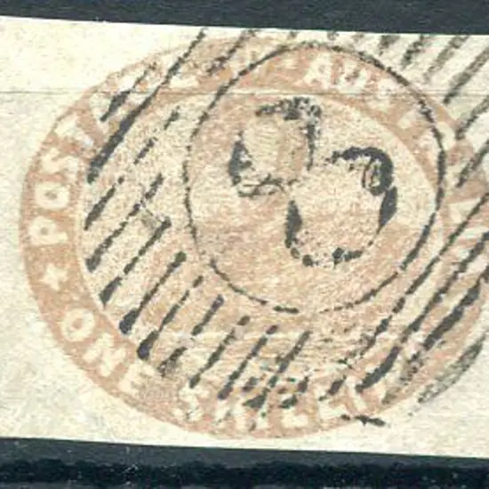 1855 1/- pale brown. Close to huge margins at ...