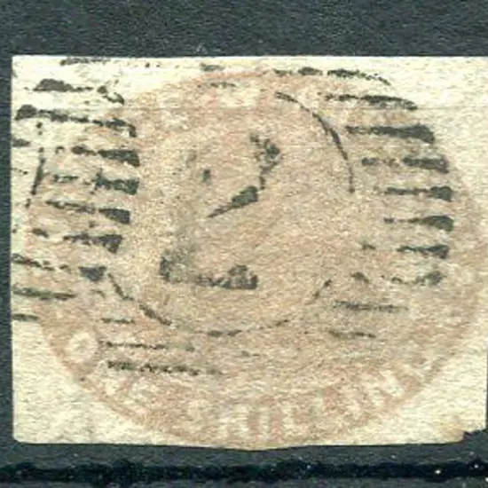 1855 1/- pale brown, 3 clear margins with the 4th ...