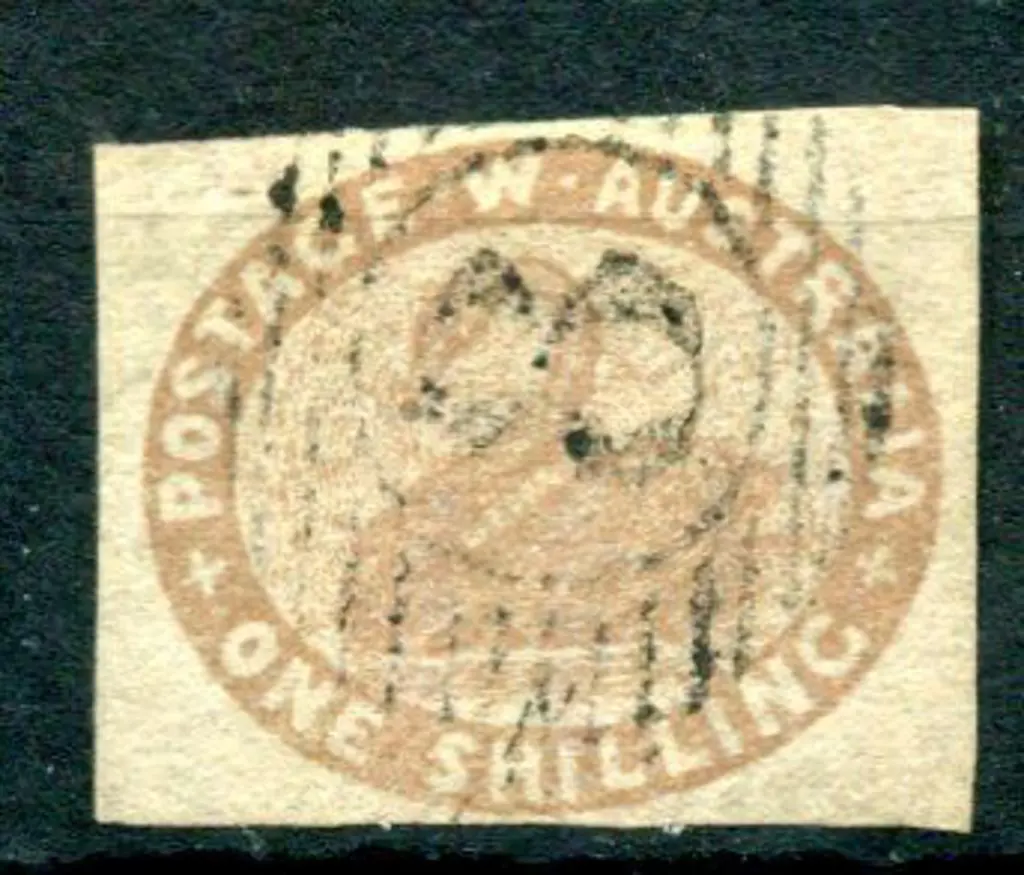 1855 1/- pale brown used by barred numeral "8" ... Image 1++