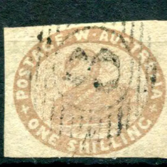 1855 1/- pale brown used by barred numeral "8" ...