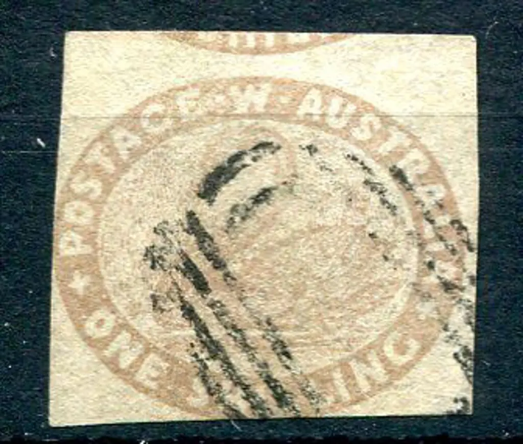 1855 1/- pale brown with touching to huge margins. ... Image 1++