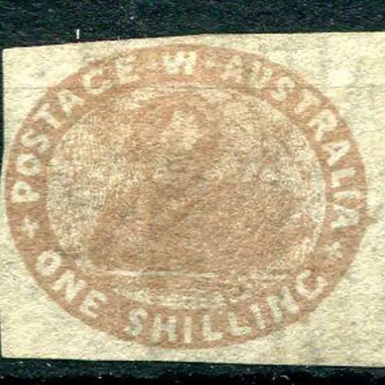 1855 1/- pale brown, 4 close to large margins ...