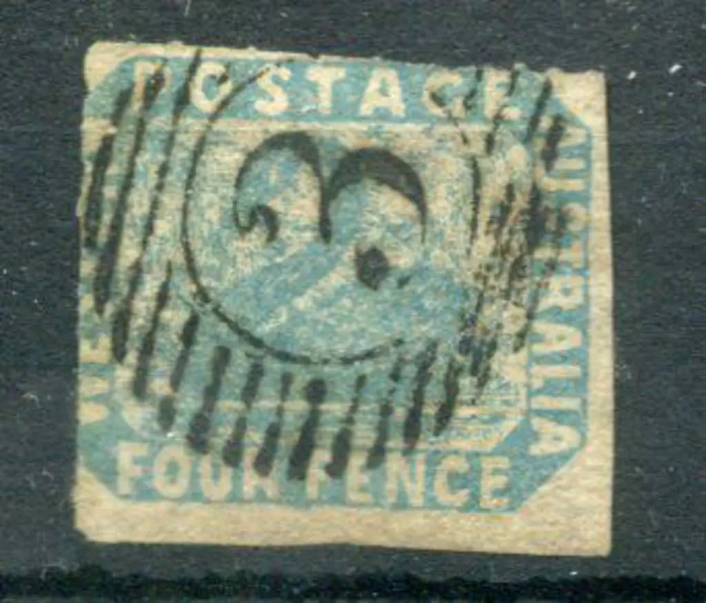 1854 4d pale blue rouletted at top & left side. ... Image 1++