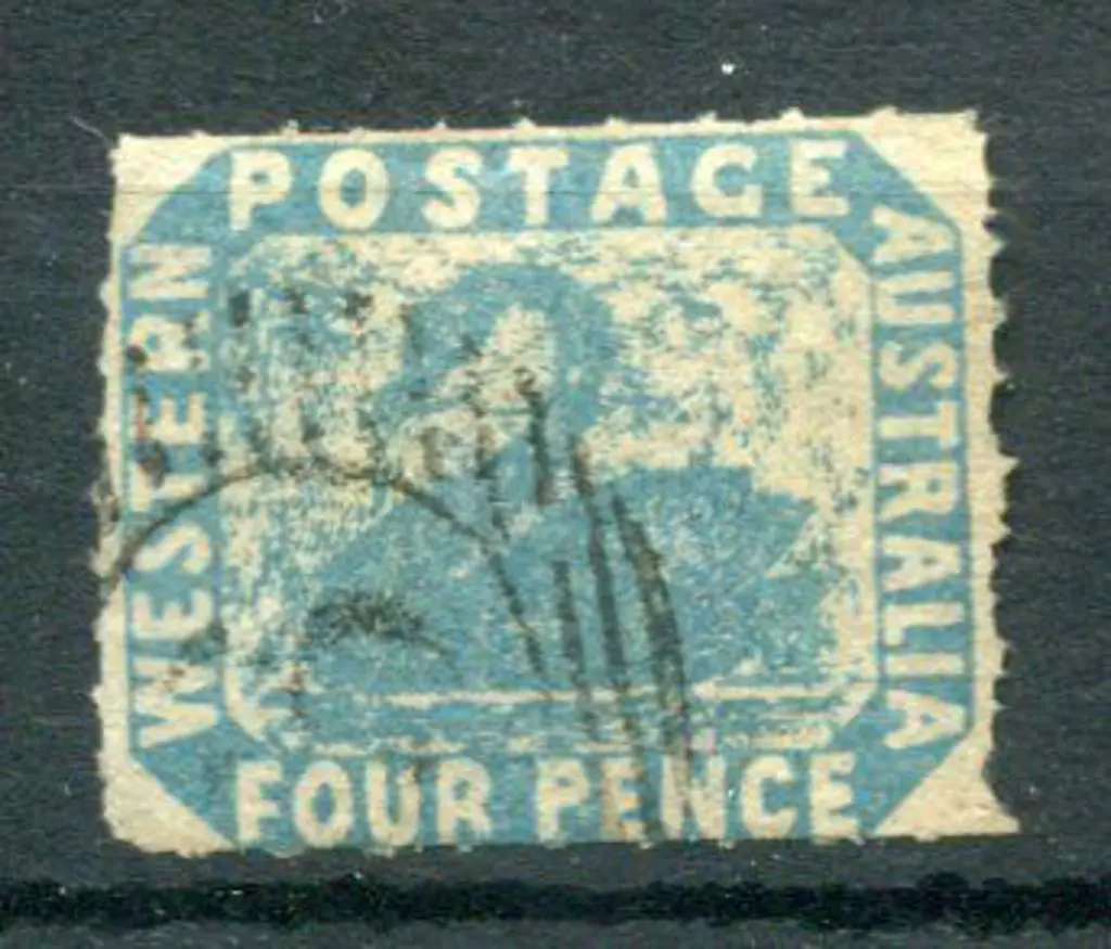 1854 4d pale blue with clear roulette on 4 sides. ... Image 1++