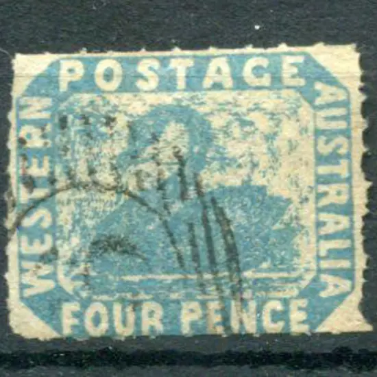 1854 4d pale blue with clear roulette on 4 sides. ...