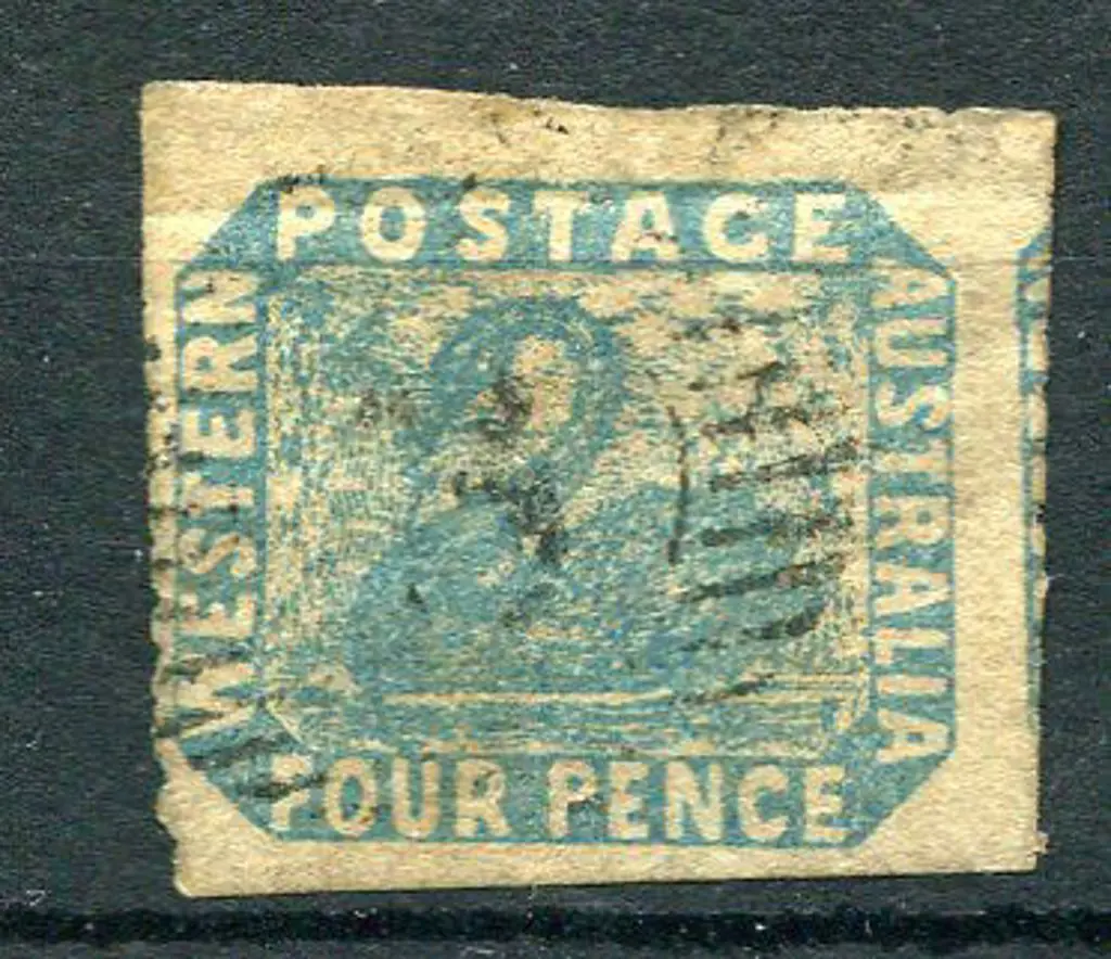 1854 4d blue. Rouletted on both sides with large ... Image 1++
