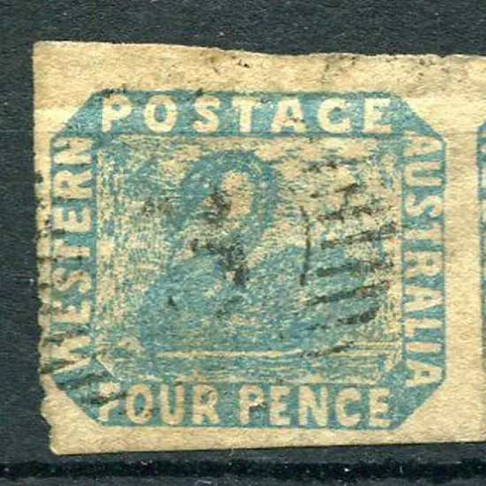 1854 4d blue. Rouletted on both sides with large ...