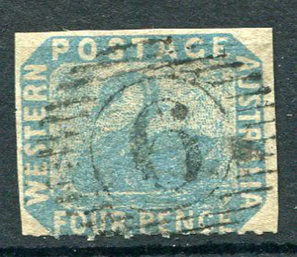 1854 4d blue with top & sides imperf but base ... Image 1++